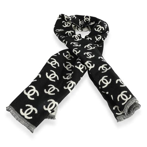 chanel scarf brown winter|Chanel scarf black and white.